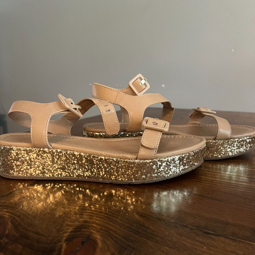 kate spade - Gold Glitter Platform Sandals